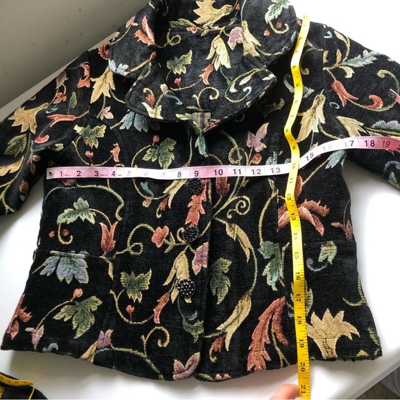 VINTAGE Gorgeous Black Floral Embroidered Vintage Blazer Jacket Size S - Picture 7 of 12